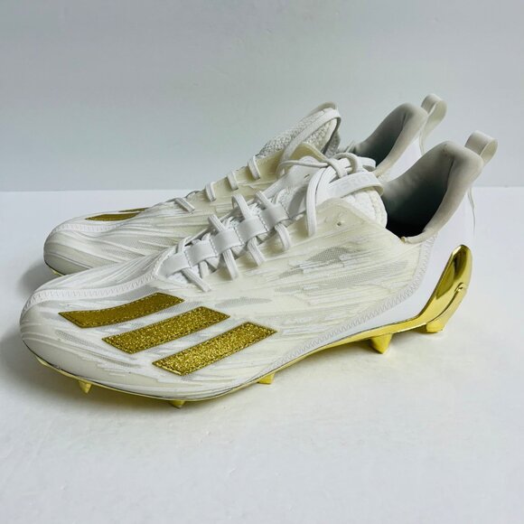 NEW Adidas Adizero Football Cleats GX5122 Size 13 White Gold - Picture 1 of 8